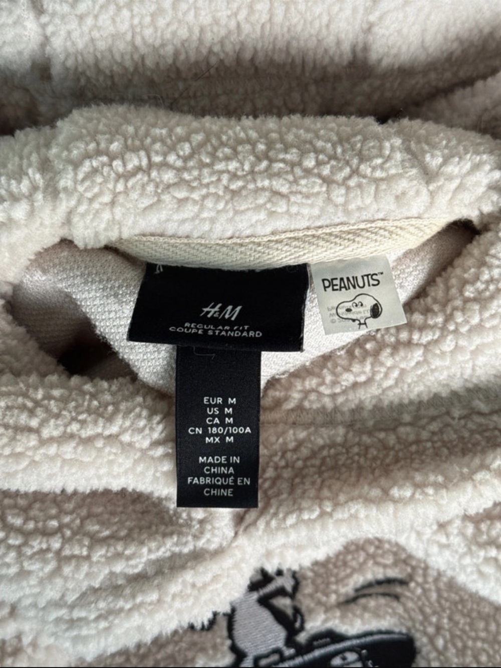 Vintage Peanuts Snoopy H&M Teddy Sherpa Fleece Hoodie - Picture 7 of 8